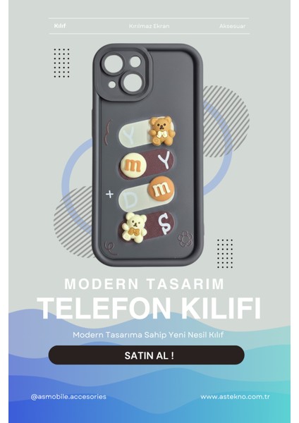 Iphone 15 Uyumlu Kılıf Siyah Renk Ayıcık Figürlü 3D Kamera Korumalı Darbe Emici Yumuşak Silikon Kapak indirimleri