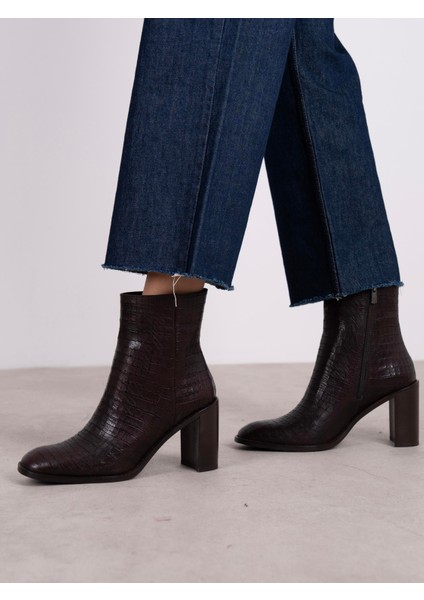Odetta Kahve Kroko Hakiki Deri Kadın Bot fiyatları