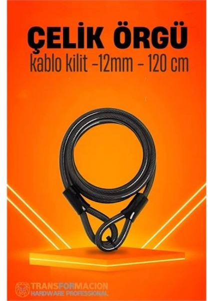Modacar Çelik Örgü Kablo Kilit 12MM 120 cm Bisiklet Kilidi Motosiklet Kilidi Eşya Garaj Kilidi fiyatları