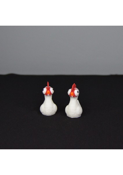3D Sevimli Beyaz Horoz Küçük Dekoratif Figür ve Süs