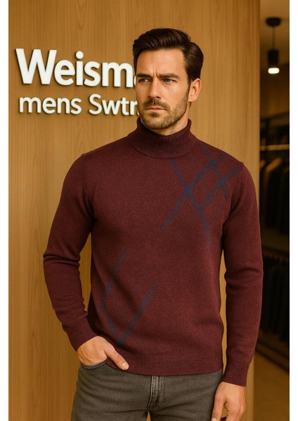 Pamuk Erkek Kazak Yarım Balıkcı Yaka