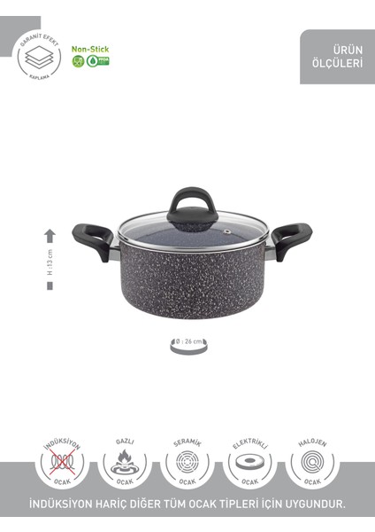 Lavilla Prime Granit 26X13 cm Tencere Cam Kapaklı 2.2 mm modelleri