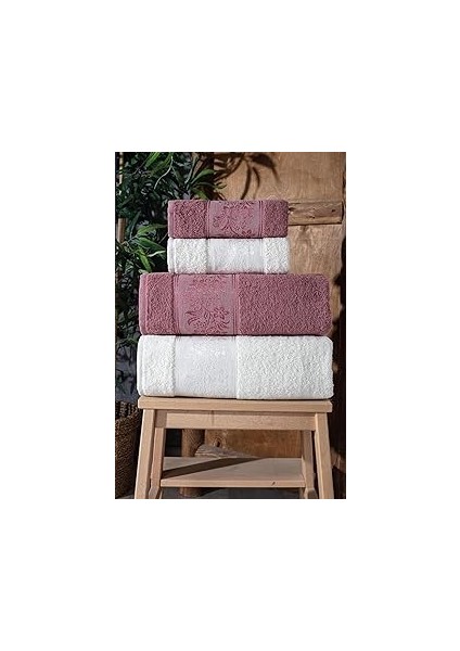 Güvenal Lara Kutulu 4'lü Banyo Havlusu Havlu Takımı Havlu Havlu Seti I Hamam Seti I Çeyiz Havlusu 3