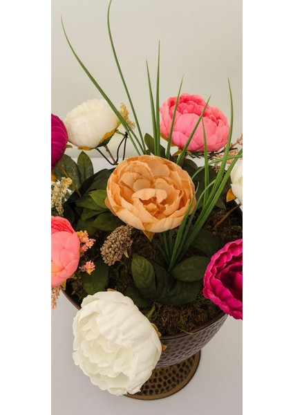 Royal Peony Mix – Premium Büyük Şömine Saksı Aranjmanı modelleri