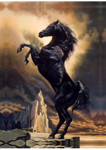 Şahlanmış At-John Rowe Hd Dijital Baskı Dikey Kanvas Tablo Salon Şık Dekor