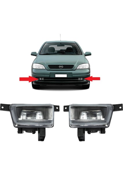 Opel Astra G Hb 1998-2004 Uyumlu Sağ + Sol Sis Far Takımı 2 Adet Ampullu 6710010 6710012