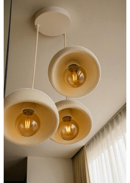 Beton Görünüm 3’lü Sarkıt Avize Toz Tutmayan Bio Yapı, Loft Iskandinav Bohem, Rustik Ampul Içerir modelleri