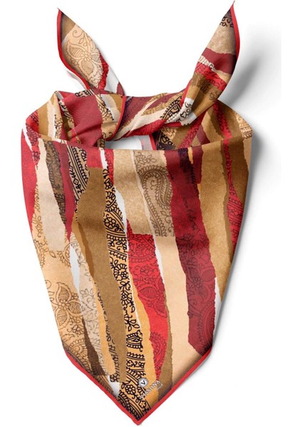 %100 Ipek Kadın Desenli Bandana 80X80