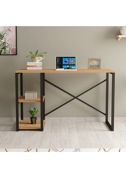 Arvel Raflı Metal Çalışma Masası - Atlantik Çam / Siyah - 90X44X71,8 cm fiyatları