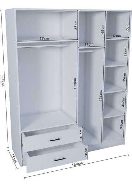 Ases HDF5358 Genç Odası Gardırop ve Çalışma Masası Hediyeli Beyaz - Safir Meşe