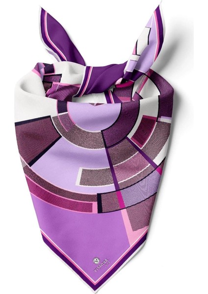 %100 Ipek Kadın Desenli Bandana 80X80