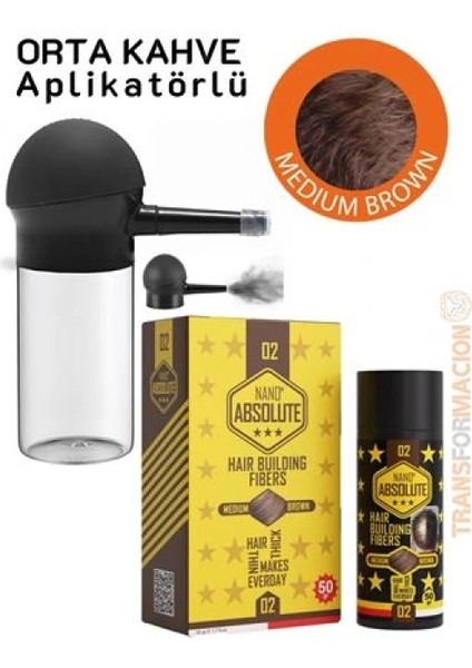 Aplikatörlü Saç Dolgunlaştırıcı Fiber Topik Toz Orta Ton Kahverengi fiyatları