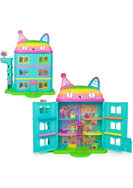 Gabby’s Dollhouse Festival Evi 63 cm – Müzikli ve Sesli Büyük Oyun Seti, 6 Odalı, Cat-A-Vator Asansörlü