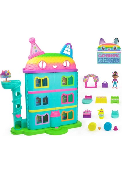 Gabby’s Dollhouse Festival Evi 63 cm – Müzikli ve Sesli Büyük Oyun Seti, 6 Odalı, Cat-A-Vator Asansörlü fırsatları