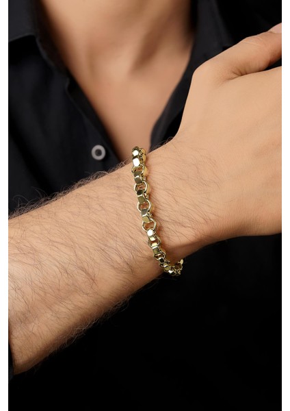 14 Ayar Altın Somun Zincir Erkek Bileklik