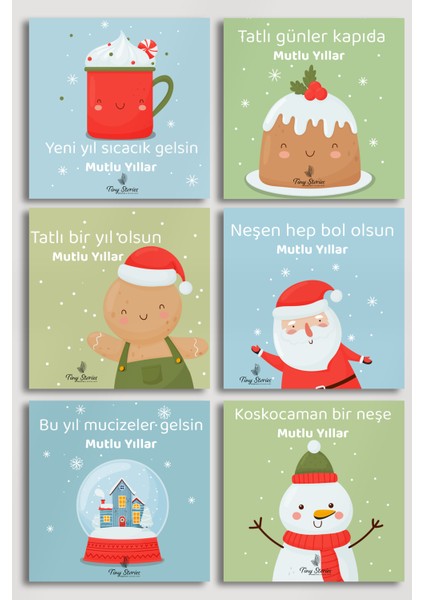 6'lı Yılbaşı Kutlama Kartı Seti/ Kartpostal