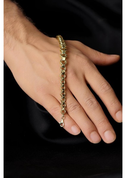 14 Ayar Altın Somun Zincir Erkek Bileklik indirimleri