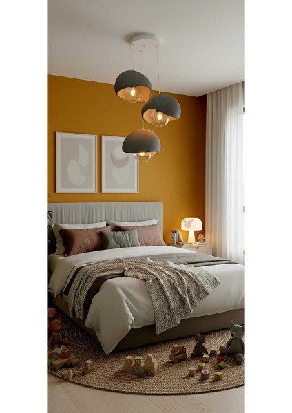 3'lü Sarkıt Trio Beton Görünümlü Gri Avize Rustik & Modern (Rustik Ampuller Hediye) fiyatları