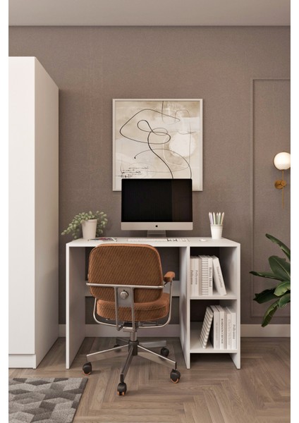 Ases HDF5358 Genç Odası Gardırop ve Çalışma Masası Hediyeli Beyaz