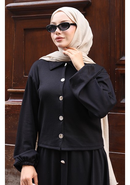 Gömlek Yaka Tesettür Tunik Etek Ikili Takım 0223-06 Siyah fırsatları