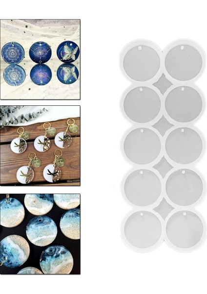 Epoksi Silikon Kalıp Yuvarlak Delikli Anahtarlık Kalıbı 5 cm 10 Lu