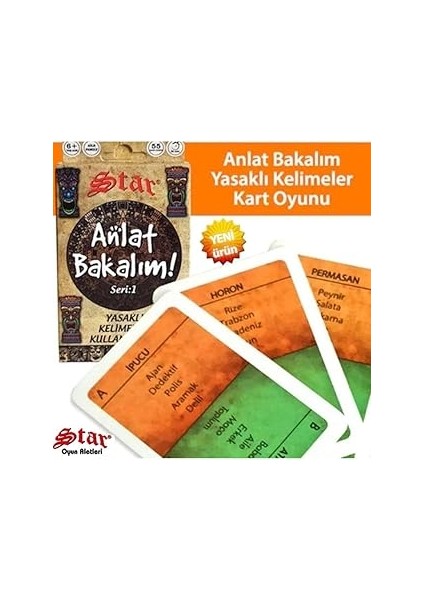 Star Tabu Kartları Anlat Bakalım Kelime Oyunu (Yaş 6+) Yasaklı Kelimeler Kart Oyunu Stoktan