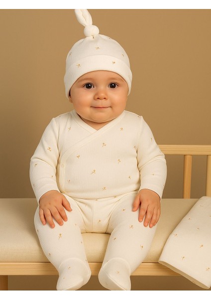 Desenli Kruvaze Uzun Kollu 3lü Bebek Zıbın Takımı fiyatları