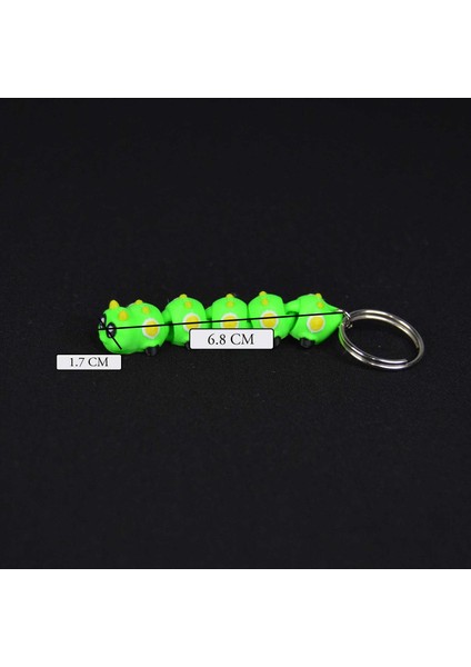3D Hareketli Eklemli Yeşil Tırtıl Çanta Süsü ve Anahtarlık modelleri