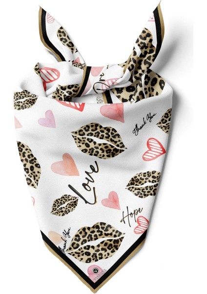 Dudak Desenli Ipek Bandana