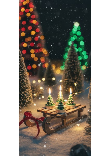 Yılbaşı Temalı 4 Lü Çam Ağacı Dekoratif Tealight Mum fırsatları