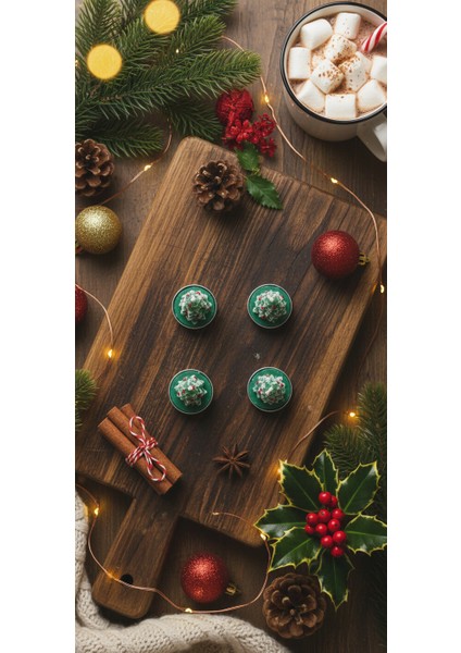 Yılbaşı Temalı 4 Lü Çam Ağacı Dekoratif Tealight Mum indirimleri