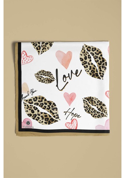 Dudak Desenli Ipek Bandana