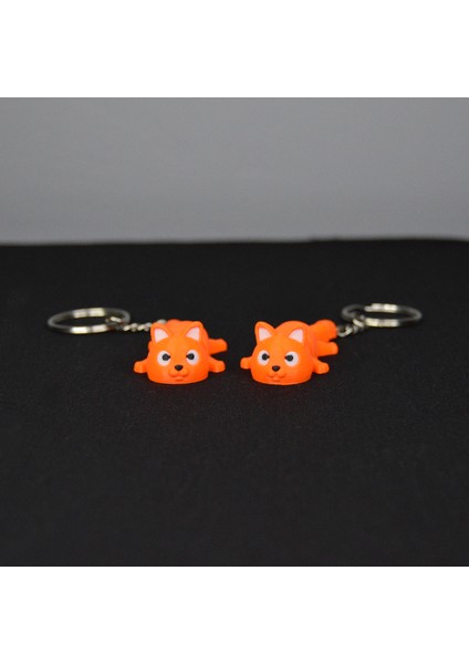 3D Hareketli Eklemli Turuncu Kedi Çanta Süsü ve Anahtarlık