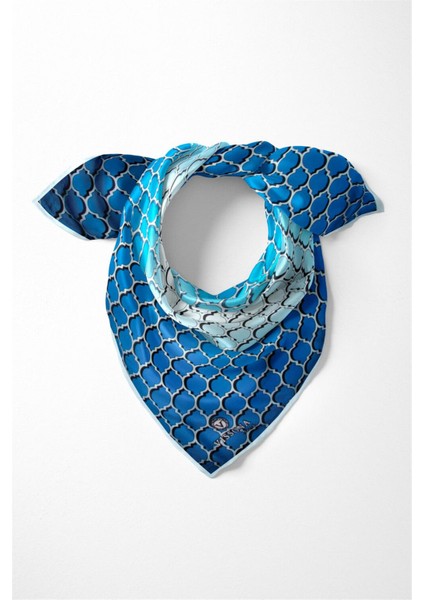 %100 Ipek Kadın Desenli Bandana 80X80
