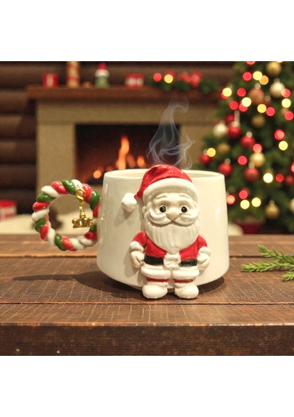 3D Kabartmalı Yeni Yıl 2026 Veya Harf Charm Hediyeli El Yapımı Seramik Noel Baba Kupa Bardak fırsatları