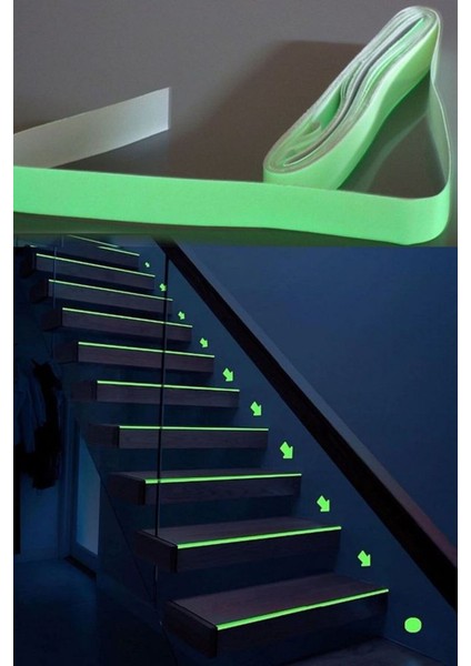 Karanlıkta Işık Veren Yansıyan 4 Metre Fosforlu Yeşil Şerit Bant modelleri