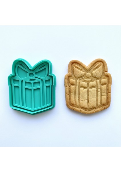 Büyük Hediye Kutusu Kurabiye Kalıbı ve Damga Seti | Doğum Günü, Yılbaşı, Kutlama Temalı Parti | Şeker Hamuru, Kil Şekillendirici