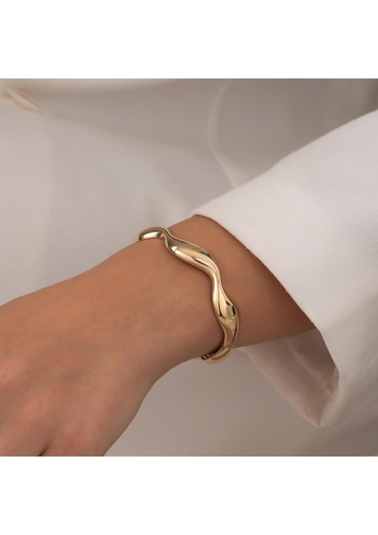 Dalga Model 14 Ayar Altın Kelepçe fiyatları