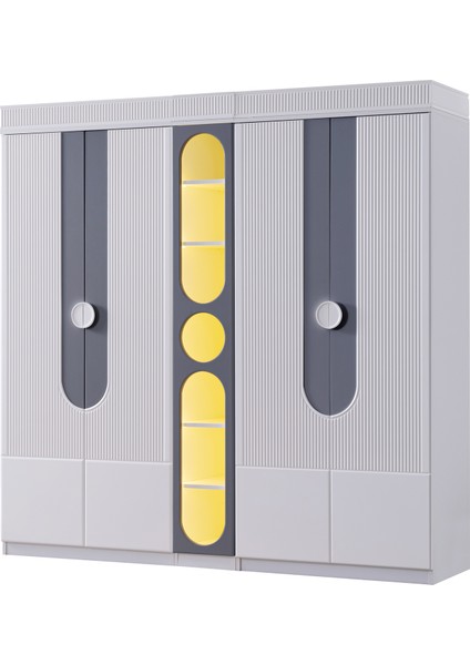Venüs Çocuk Odası Takımı, Venüs Büyüyen Beşik, Vira 4 Kapaklı Kitaplıklı Dolap, Şifonyer - Gri indirimleri