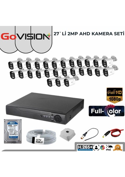 Go Vision 27'li Ahd Kamera Seti 2mp 1080P Full Color Serisi