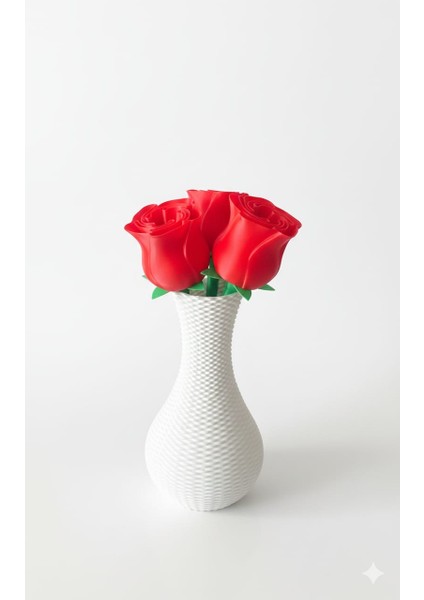 Miami Dekor Vazo + 3’lü Kırmızı Gül Seti