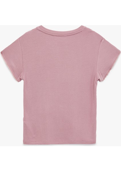 Slim Fit Kısa Kollu Dantel Detaylı Bisiklet Yaka Fitilli Tişört fırsatları