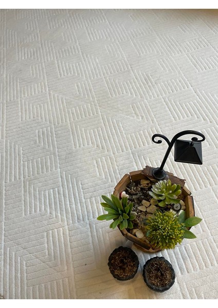 Rölyef Halı Yolluk Krem | Kaymaz Taban | Makinada Yıkanabilir | Salon, Mutfak & Koridor fiyatları