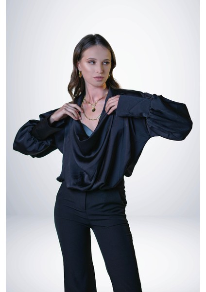 Dökümlü Saten Gömlek