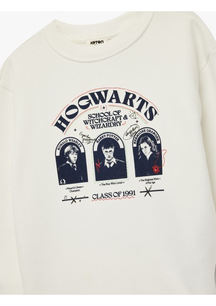 Lisanslı Harry Potter Baskılı Uzun Kollu Bisiklet Yaka Sweatshirt modelleri