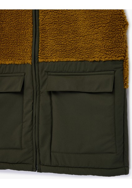 Fermuarlı Cep Detaylı Dik Yaka Kolsuz Polar Yelek modelleri