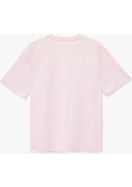 Kısa Kollu Bisiklet Yaka Pamuklu Çiçek Baskılı Oversize Tişört fiyatları