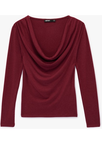 Slim Fit Koyun Yünü Karışımlı Uzun Kollu Degaje Yaka Bluz