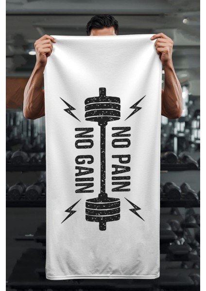 Dijital Baskı No Pain No Gain Desenli Spor Havlusu HVL0239