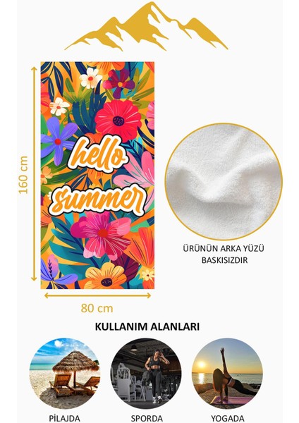 Dijital Baskı Plaj Deniz Havlusu Hello Summer Desenli Peştamal HVL0095 fırsatları